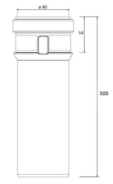 Burgerhout Safe-PP rookgasafvoer pijp 80° 500mm 400453975 kopen? Technische tekening | CVketel.nl