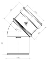 Burgerhout Safe-PP rookgas bocht 80mm 45° 400453990 kopen? Technische tekeningen | CVketel.nl
