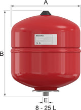 Lijntekening Expansievat Baseflex 18/0,5 3BAR Rood Flamco | CVketel.nl